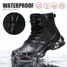 【sohochic】Men's Microfiber Leather Tactical Safety Footwear, Waterproof Non-Slip Lightweight Walking Shoes with Side Zipper, Arch Support Anti-Skid Non Slip Work Shoes for Daily Work, Hiking #tiktokshopstockup