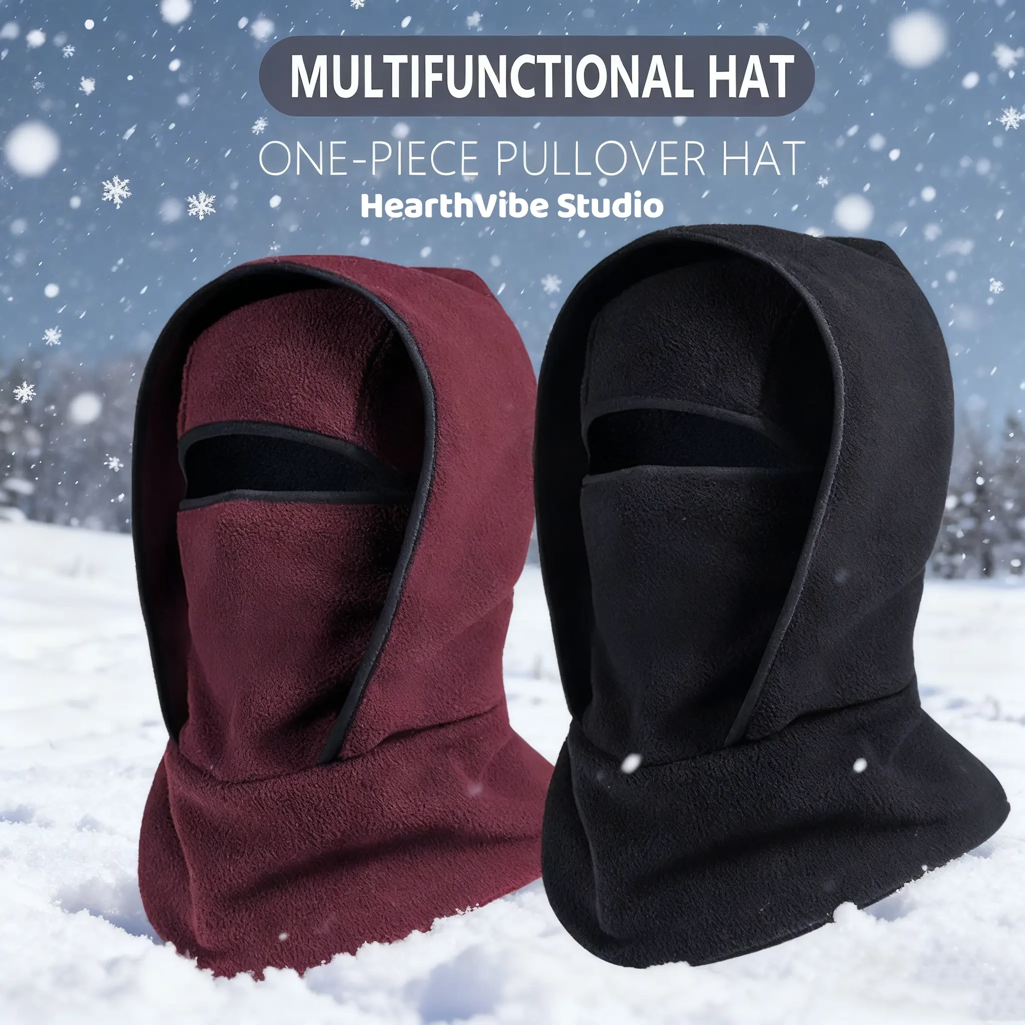 Ski Balaclava Face Mask, Unisex Solid Pullover Head & Neck Warmer, Windproof for Winter Cycling & Outdoor Sports, Skiing, Ski Masks, Protective Gear