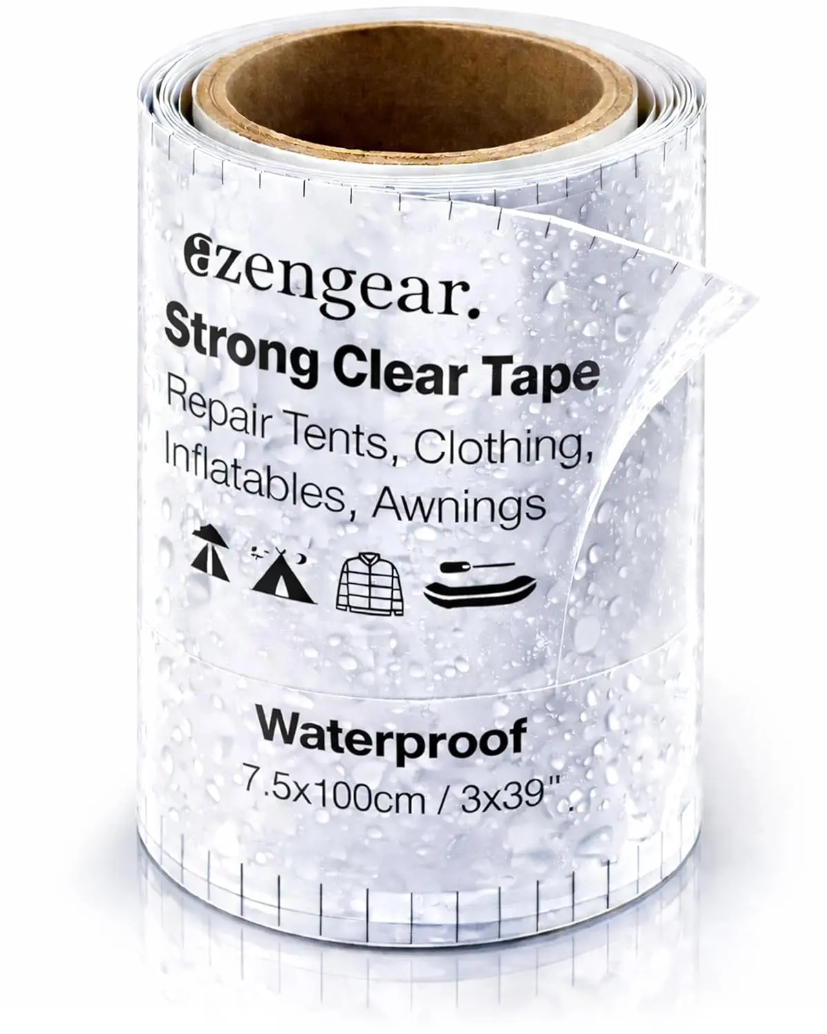 aZengear 3x39 in TPU Tape, Clear Tenacious Waterproof Duct Tape Repair Kit for Tents, Jackets - PVC Surfaces Rip Repairs for Inflatables, Furniture, Awnings, RV, Shoes
