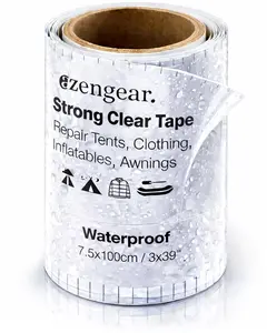 aZengear Clear Tenacious Waterproof Tape, TPU Patch Repair Kit for Tents, Jackets, Inflatables - Fix Rips in PVC, Furniture, Awnings, RV, Shoes