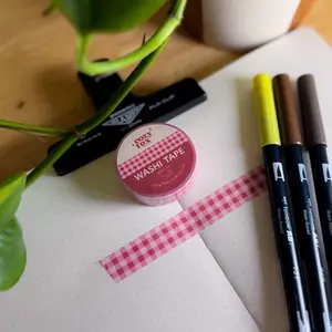 Strawberry Gingham - Washi Tape for Journaling
