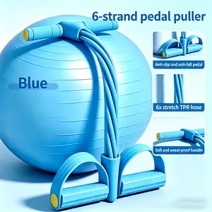 Multifunction Tension Rope, 6-Tube Elastic Yoga Pedal Puller Resistance Band, Natural Latex Tension Rope Fitness Equipment, for Abdomen/Waist/Arm/Leg Stretch workout