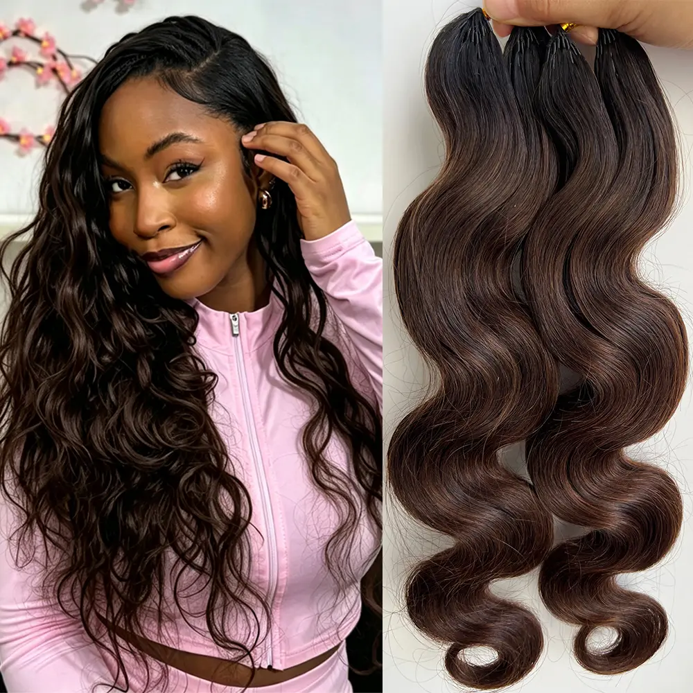 Ssawhair Body Wave T1B/#4 Dark Brown Crochet Human Hair Knotless Pre-Separated Braid Virgin Human Hair With String Pre-Looped Reusable Feather Crochet Hair Extensions