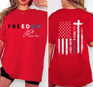Freedom with Signature 2-sided Shirt, We wear Red in 14th October Shirt, Faith-Based Unisex Tee Memorial American Hero Tee, Gift For Men and Women