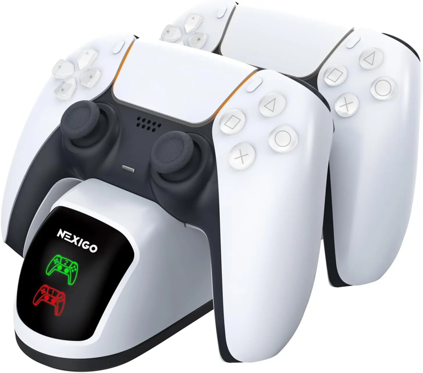 Enhanced PS5 Controller Charger, Dual Charing Station with LED Indicator, High Speed, Fast Charging Dock for PlayStation 5 DualSense Controller, White