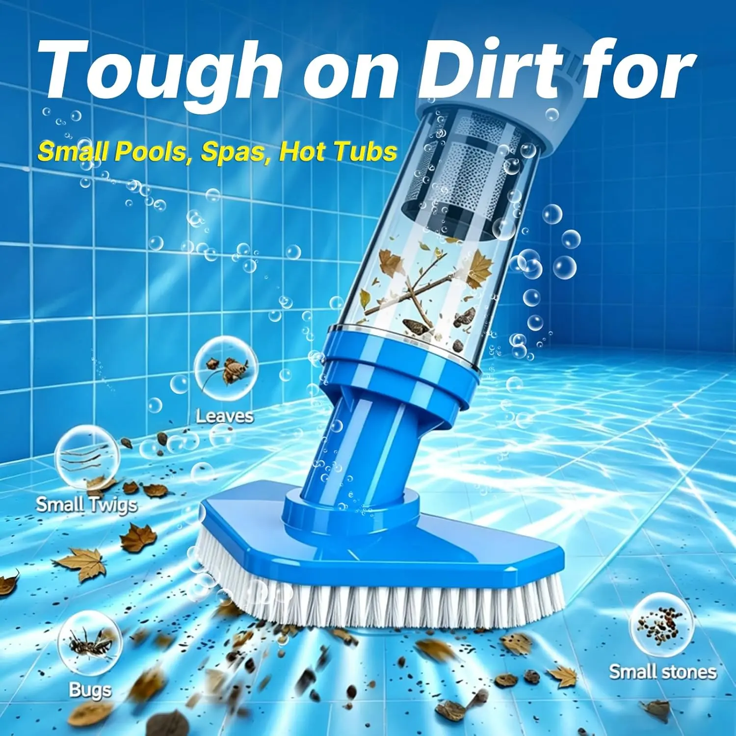 4 in 1 Cordless Rechargeable Small Pool Vacuum spa hot tub 90 Mins Running Time, 12 Gallons/Min Powerful Suction 2026 new