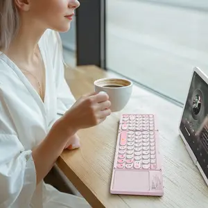 MOFii 1 Pc Pink Foldable Keyboard, Bluetooth Connection, Rechargeable, With Touchpad, Compact and Portable, US Qwerty