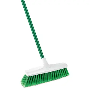 13 in. Smooth Surface Push Broom Cleaner, Sturdy Steel Handle, Lightweight Plastic Brush, Soft Fibers for Sweeping Smooth Floors
