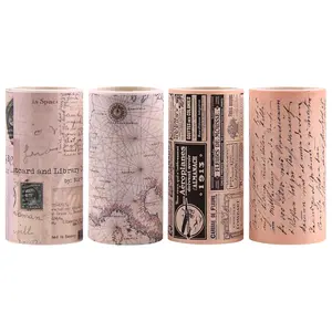Washi Tape Wide, Junk Journal Supplies, Map Newspaper Masking Tapes Stickers, Arts & Crafts Tape,  for  Journals,  Wrapping, 3 Inches x 4 Rolls
