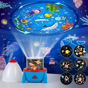 Rocket-Shape Viral Cute Kids Star Projector, 315 Modes, 15 Films, 15 Lullabies, Timer Auto-Off, Remote Control, 1200mAh Rechargeable, 360-Degree Rotate, for Kids Room Nursery Decor, Autism Toddler Baby Gift, Mood Light