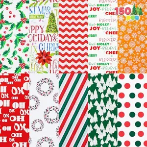 JOYIN 150 Sheets Christmas Tissue Paper Assortment (Ten Colors), 20''x20'' Wrapping Papers for Christmas Party Gift Supplies, Craft Decor, DIY Crafts, Bag&Box Gifts Wrapping