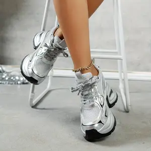 AOGULA Ladies Casual Chunky Sneakers - Low Top, Breathable Mesh, PU Sole, Round Toe, Super Fine Fiber Upper and Liner - Fall Season - For Women - Suitable for Casual Wear - Perfect Gift for Fashionable Ladies