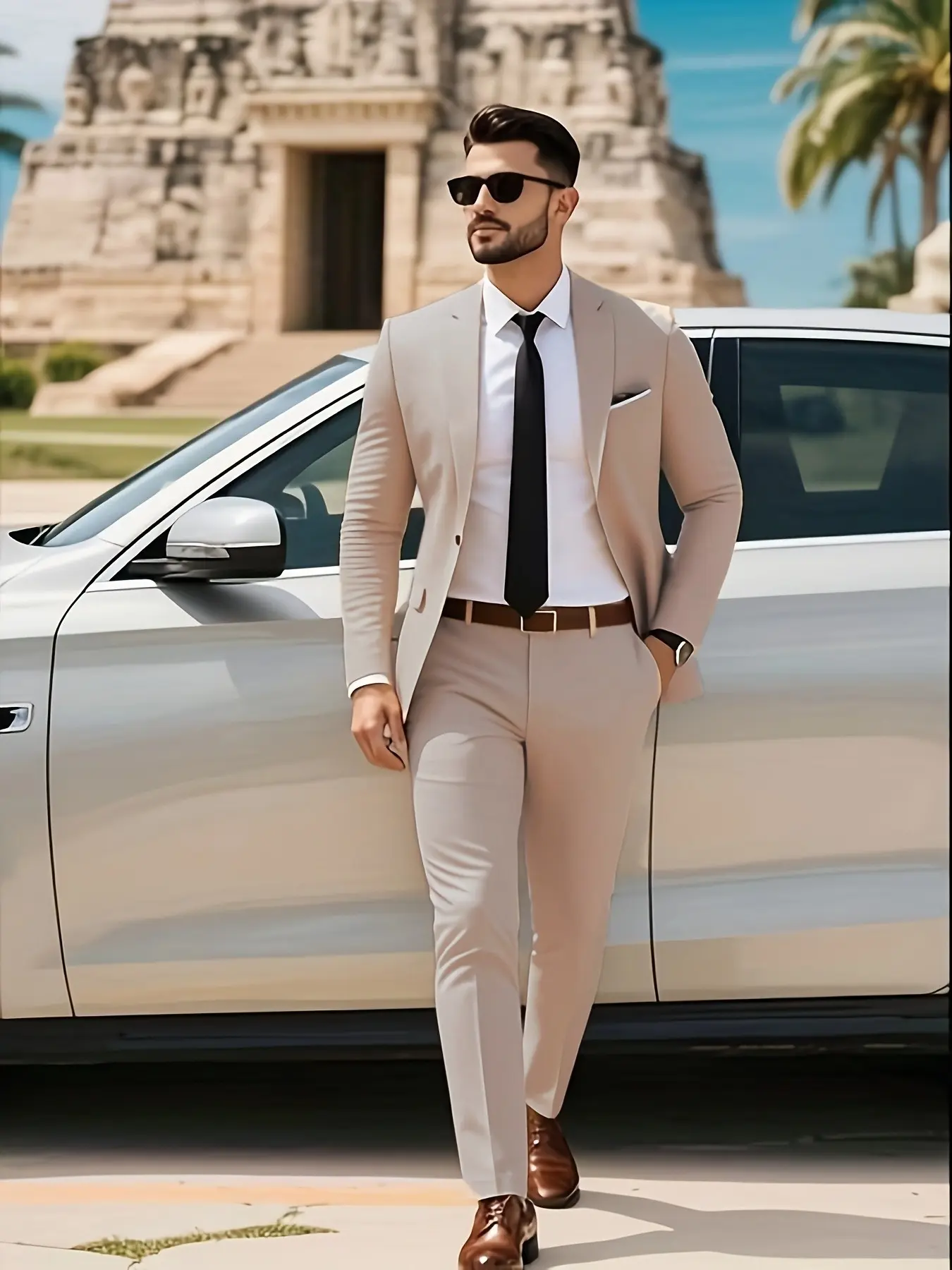 Men's 2-Piece Plain Classic Menswear Suit Set - High-Quality Formal Longsleeves Jacket & Non-Stretch Pants, Lapel Collar, Button Details, Wrinkle-Resistant Fabric for Weddings, Business Meetings