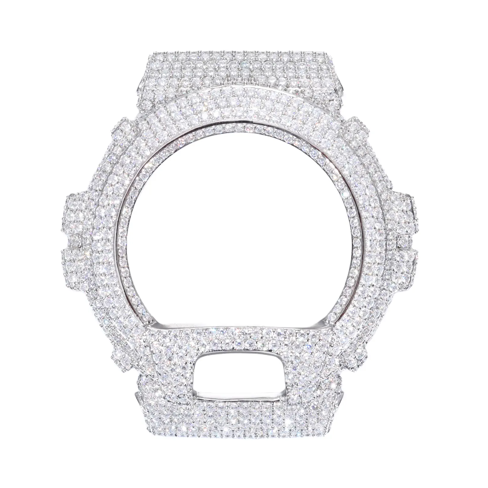 Compatible - DW 6900 Universal Case, Iced Out Moissanite Copper Watch Case,Unisex Hip-Hop Style Jewelry Gift Sparkling men