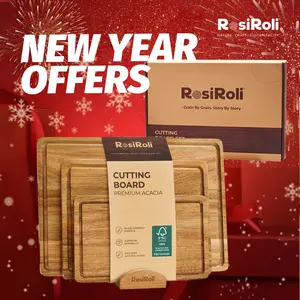 【NewYear2026】RosiRoli Wood Cutting Board Set- Small, Medium & Large Acacia Chopping Boards with Holder, Kitchen Wooden Cutting Board Set, Charcuterie Board Gift Set,Valentine’s Day Gift