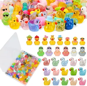 80 Pcs Mini Resin Ducks, Tiny Duck Animals Figures to Hide Plastic Glitter Little Ducks Glow in The Dark for Fairy Garden