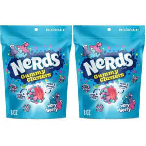 Nerds Gummy Clusters Candy, Very Berry, Resealable 8 Ounce Bag (Pack of 2)