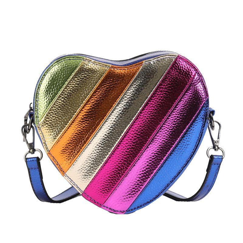 Rainbow Heart Metallic Shoulder Bag