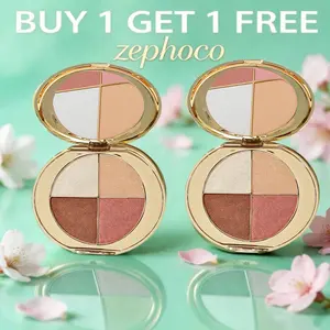 【Buy 1 Get 1 Free】zephoco 4-in-1 Radiant Eye & Cheek Palette - Eyeshadow, Blush & Highlighter Shimmer Powder All-in-One Makeup tiktok shop spring glow up Radiance Cosmetic diamond texture