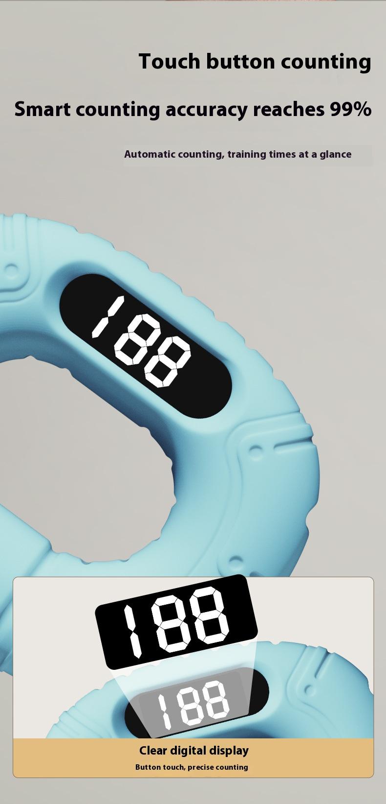 Smart silicone gripper to exercise finger strength grip ring connected to Bluetooth counting and page turning video grip ring