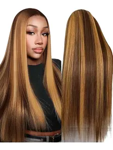 Human Hair Wig|5*45Lace Front Wig Human| 180% Density Body Wave And Glueless Straight Wig Ombre Pre Plucked 427 For Woman|Party/Wedding/Daily Wear|Full Wig