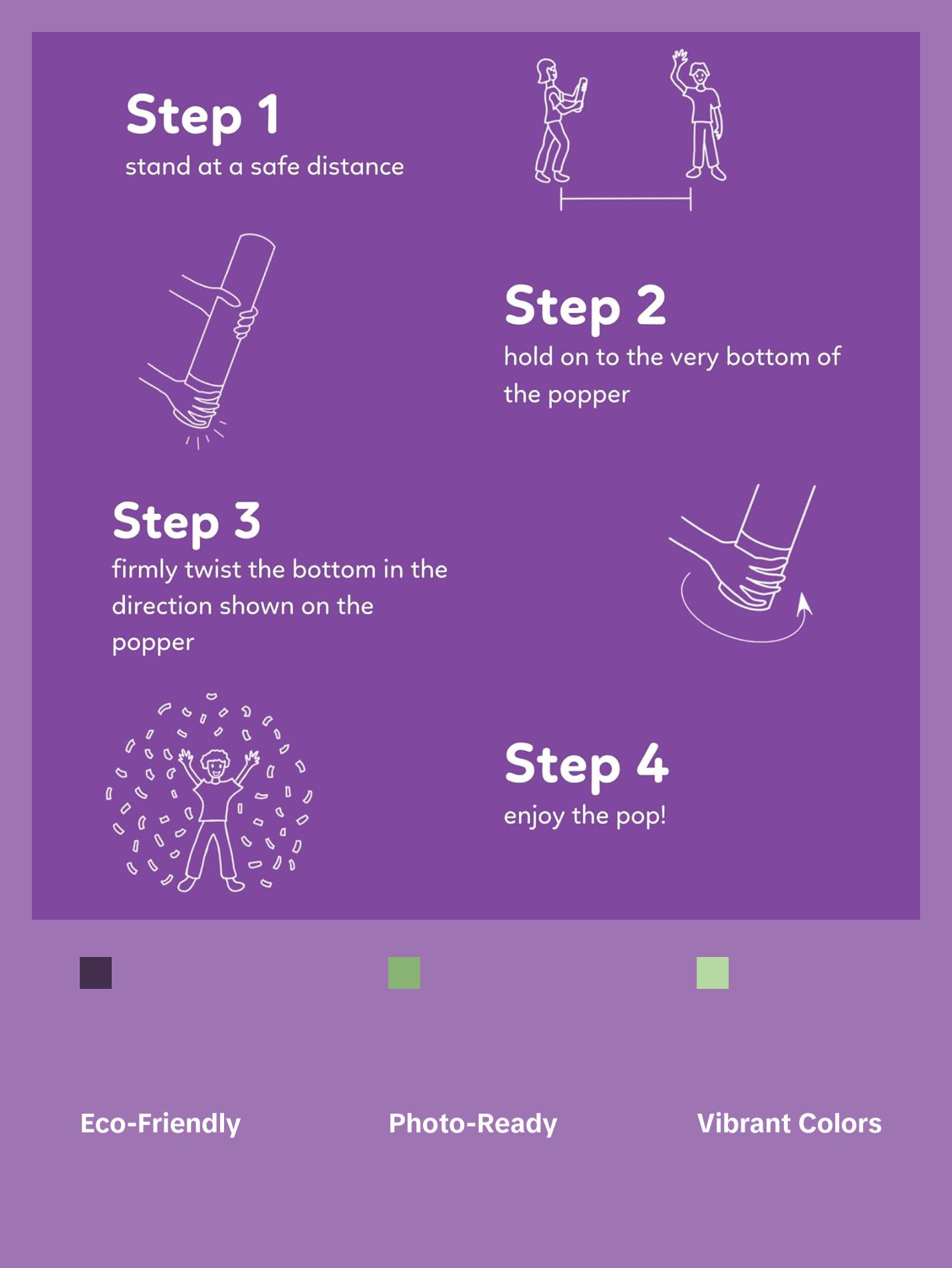 2 Pack Purple Powder Cannon Poppers (12 Inch)