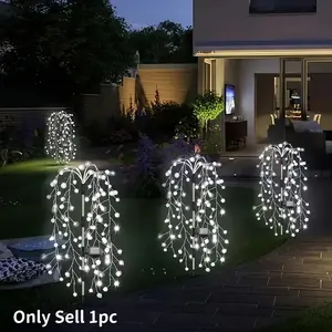 Solar Powered Firecracker Willow Light, Waterproof Solar Lights, 1pc Outdoor Solar Fireworks Light, 8 Modes Copper Wire Fairy Light Garden Decor Lights Outdoor Pathway Lighting for Garden, Pathway, Party, Camping #GLOBAL PICKS