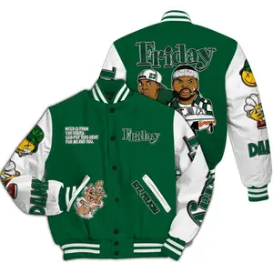 Gorge Green Sneaker Match Varsity Jacket Friday Theme Graphic, Streetwear Style, Casual Urban Outfit