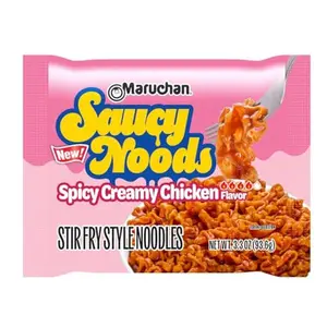 Maruchan Ramen Spicy Creamy Chicken Noodles, Saucy Noods - Stir Fry Style, Bold Korean-Inspired Sauce, Spicy & Rich Flavor, Made in USA, 3.3 Oz. (20 Count)