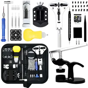Watch repair kit, watch battery replacement kit, tool kit, watch repair tool kit with carrying case, watch chain disassembly kit, watch cover opener, watch pressing kit