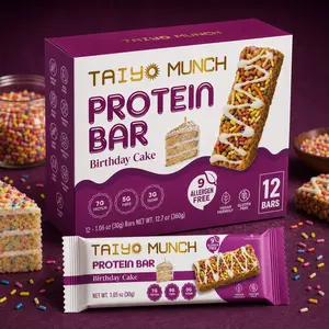 Taiyo Munch 12-Pack Birthday Cake Protein Bars – Allergen Free