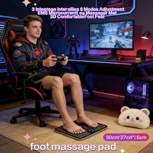 EMS Foot Massager Mat with 19 Intensities 8 Modes, Electric Microcurrent Foot Massage Pad, Portable 3D Comfort Feet & Leg Muscle Relaxer for Plantar Fasciitis, Pain Relief, Swelling, Home Office Travel Use