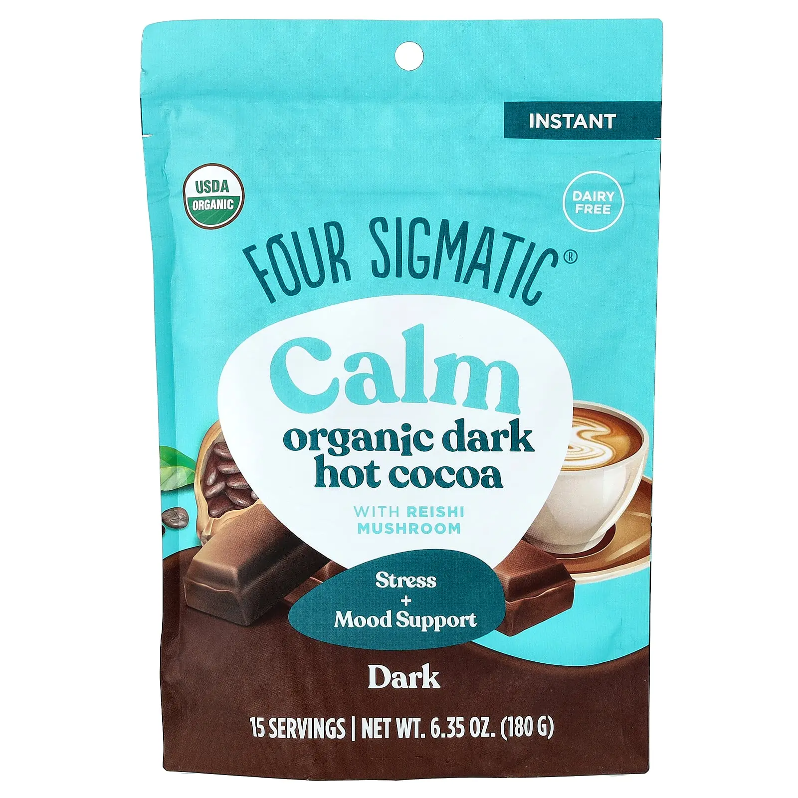 Four Sigmatic Calm, Organic Dark Hot Cocoa, 6.35 oz (180 g)