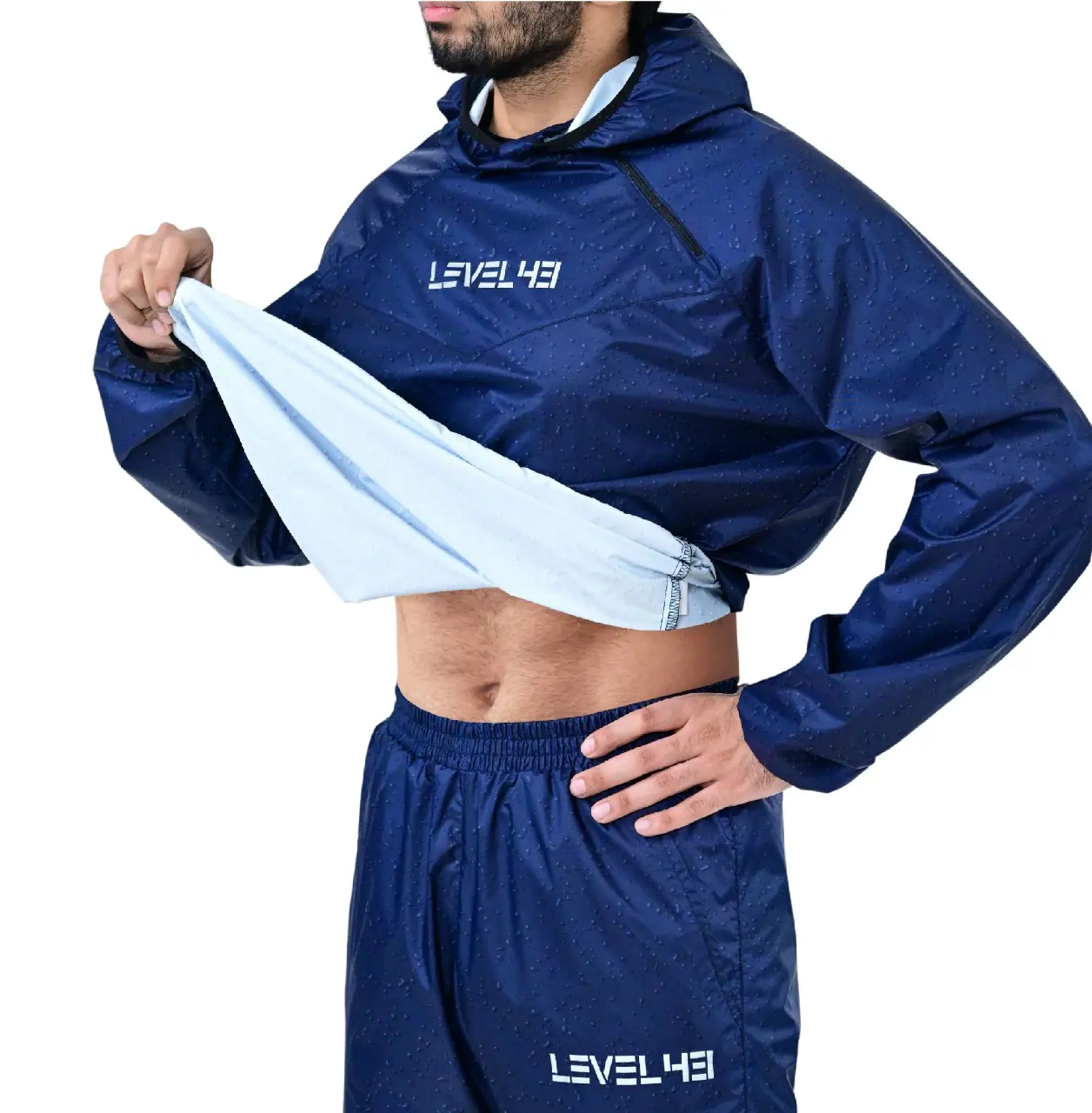 Level 43 Hooded Sauna Suit for Men and Women - Anti Rip Workout Suit for Exercise Gym Fitness, Weight Loss Slimming Suit
