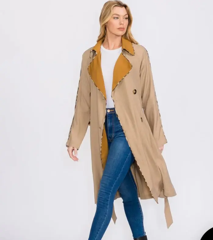 Leopard Trim Dust Coat