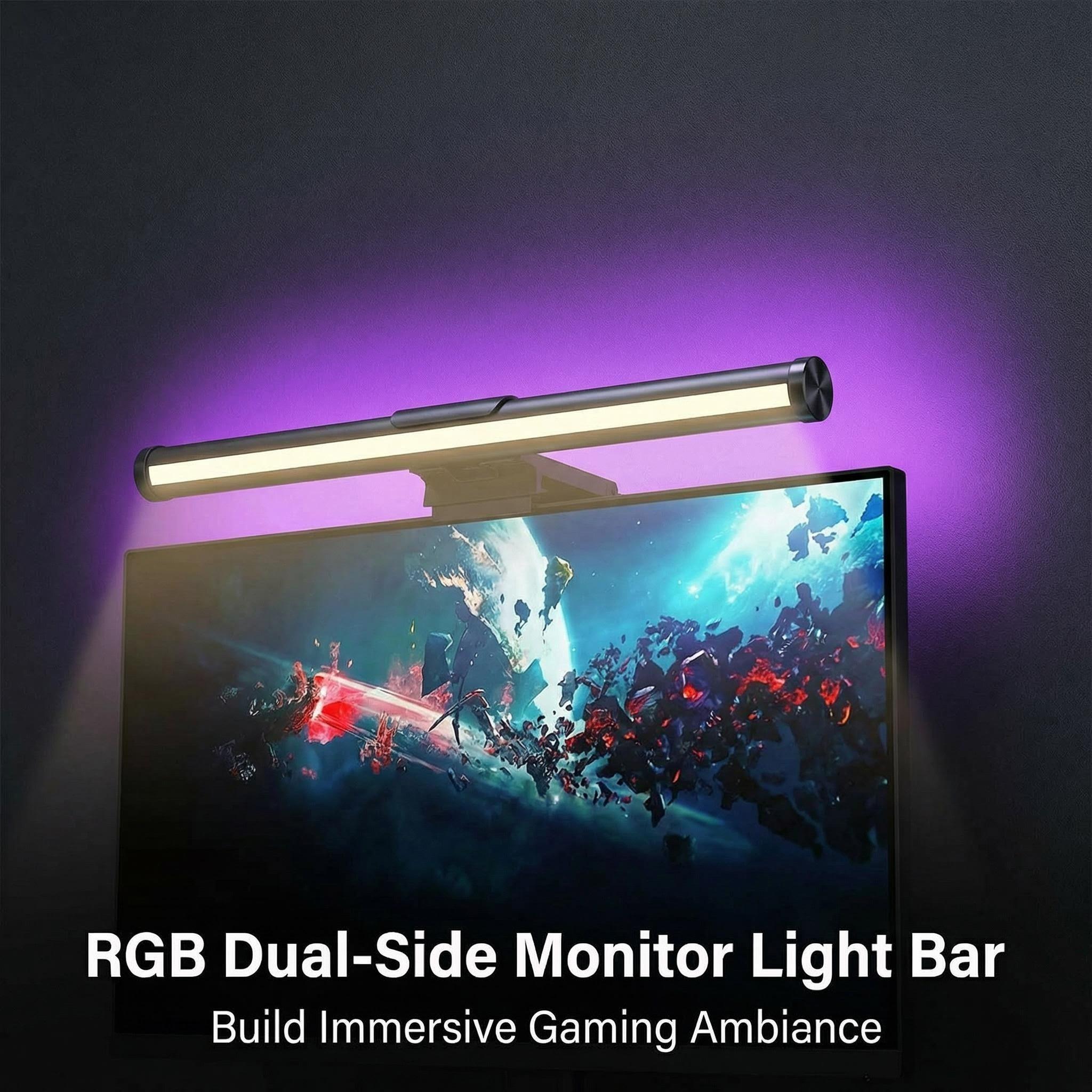 Esports Ambience RGB Monitor Light Bar, 40'' Computer Light with 16 Million Colors Gaming Backlight, 3 CCT & Stepless Dimmable LED Desk Lamp for PC, Eye-Care Screen Lamp for Home Office with Memory Function