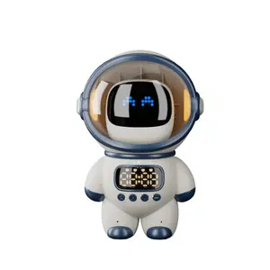 Portable Bluetooth Speaker AI-Powered Smart Speaker with Multilingual Voice Interaction Digital Clock LED Display Metallic Accents Compact White for Smartphones