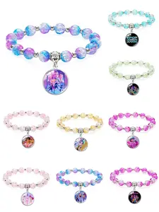 Kpop Demon Hunters Colorful Artificial Crystal Beaded Bracelet, Fashion Couple & Friendship Jewelry, Perfect Gift for Anniversaries Birthdays Holidays, Dainty Crystal Bracelet