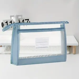 Large A4 Transparent Mesh File Organizer With Double Zipper - Spacious & Portable Document Storage Bag For School And Office