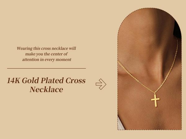 Tewiky Easter Gifts Upgraded Crown Cross Necklace for Women, Crown Cross Pendant Necklace, Non-Tarnish Faith Jewelry for Women, Christian Religious Gifts for Her summerwins