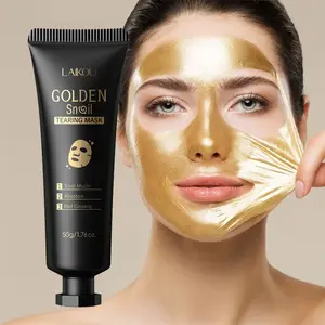 24K gold foil snail tear facial mask, rich in glycerin and red ginseng herbal ingredients, facial care, moisturizing, moisturizing, moisturizing skin, delicate pores, deep cleaning pores, 50g (hose)