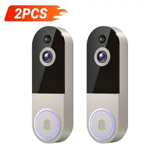 【2pc】1080P Wireless Doorbell Camera, Smart WiFi Video Doorbell, AI Human Detection, Two-Way Audio, Night Vision, Cloud Storage, Instant Alert, 2.4Ghz WiFi, Outdoor Security Camera, Rechargeable Battery Powered