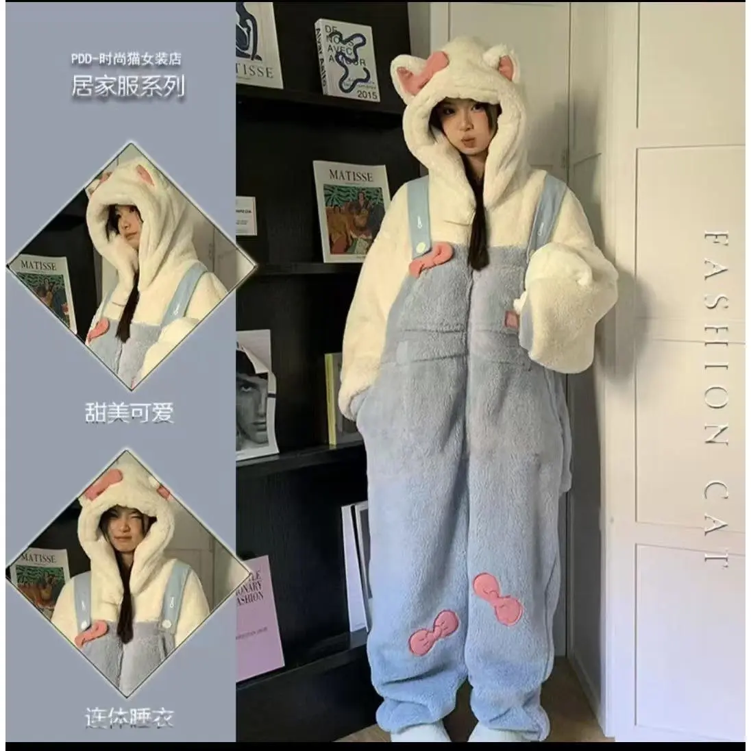 Blue bow tie jumpsuit