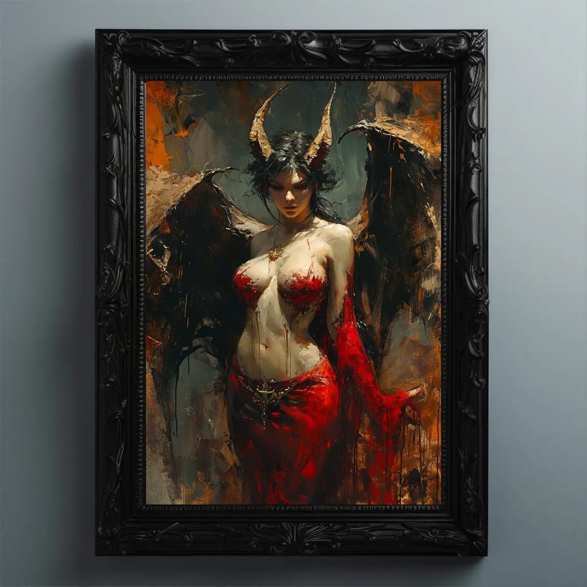 Lilith Devil Demon Vintage Print Dark Art, Occult Poster, Gothic Female Demon, Witchcraft, Witch Print, Wiccan Art, Pagan Goddess