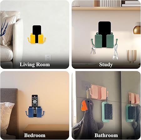 4Pcs Wall Mount Phone Holder Adhesive Wall Phone Mount Charging Stand and Remote Control Stand Multipurpose Socket Pocket Universal Deck Storage Box for Bedroom, Kitchen, Bathroom, Office 4Pcs Wall Mount Phone Holder Adhesive Wall Phone Mount Charging Stand and Remote Control Stand Multipurpose Socket Pocket Universal Deck Storage Box for Bedroom, Kitchen, Bathroom, Office