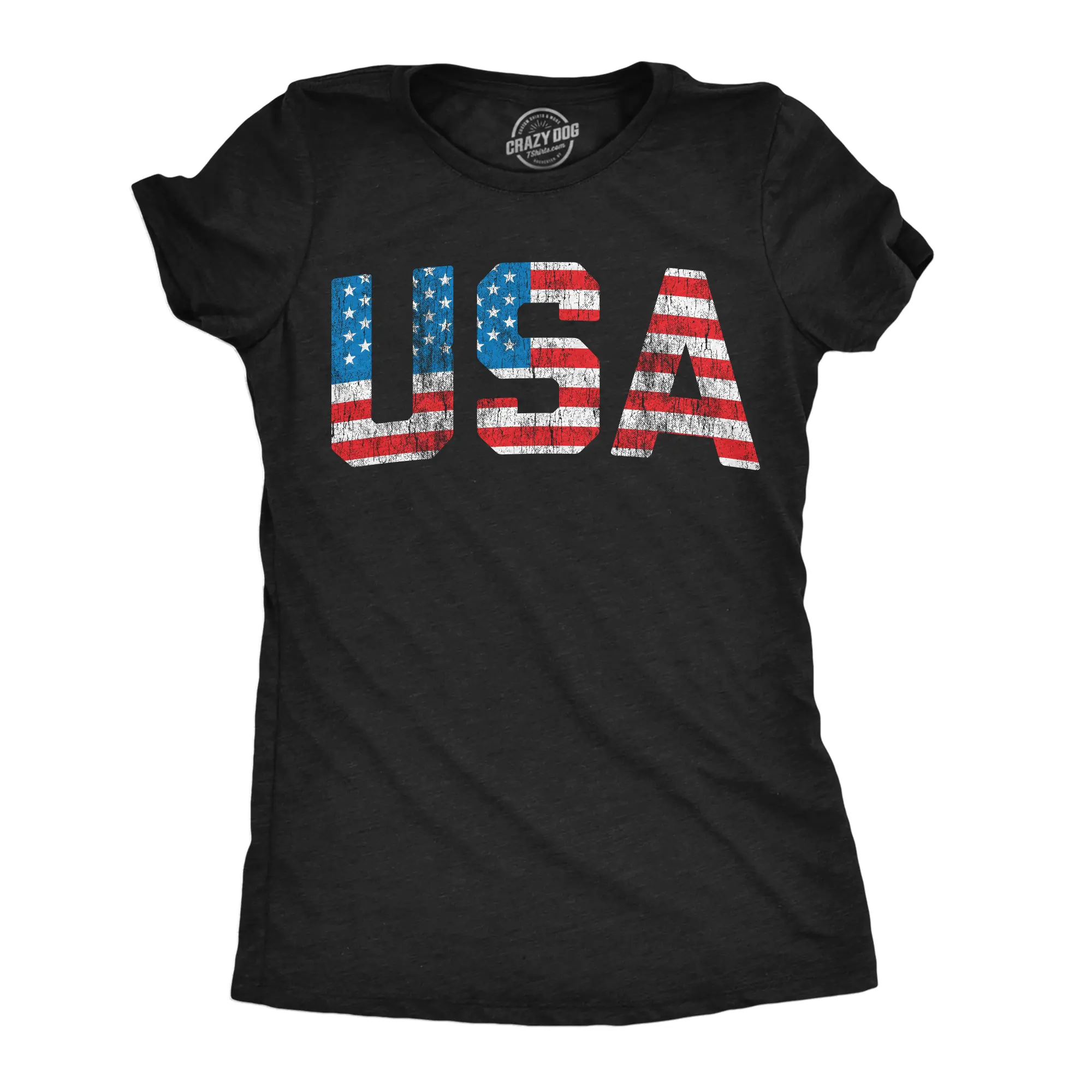 Womens Vintage USA T Shirt Awesome Fourth Of July Graphic Tee for Ladies Funny Womens T Shirts Cute Vintage Fashion Casual Ladies T-Shirt Gift Patriotic Tops for Women Women's Novelty Tees Black -