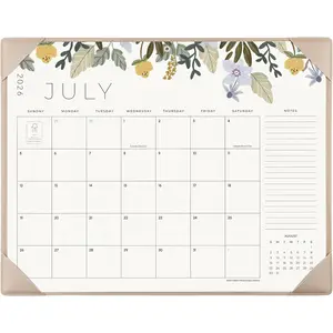 Desk Calendar 2026 with Desktop Mat, Large Desk Pad Calendar 22 x 17 Inch Runs From July 2026 to December 2027, Floral Design for Home School and Office (Apricot)