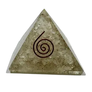 EMF PROTECTION CLEAR QUARTZ PYRAMID WITH COPPER COIL