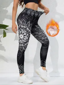 Ladies' High Waist Tights - High waisted yoga pants with kaleidoscope print, suitable for partying and exercising, with abdominal folds and a free spirited fit (Happy Sports Wear)