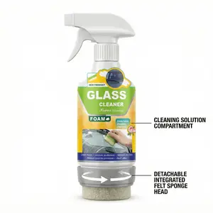 Hreinndalar Car Glass Cleaner with Built-in Applicator All-in-One Windshield Foaming Solution for Oil Film Dust Stains & Grime Removes